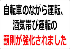 自転車のながら運転、酒気帯び運転の罰則が強化されましたの貼り紙画像02