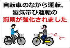 自転車のながら運転、酒気帯び運転の罰則が強化されましたの貼り紙画像03