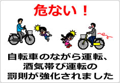 自転車のながら運転、酒気帯び運転の罰則が強化されましたの貼り紙画像05