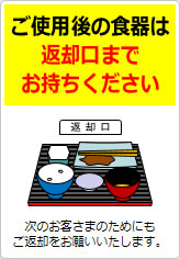 ご使用後の食器は返却口までお持ちくださいの貼り紙画像12