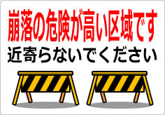 崩落の危険が高い区域です 近寄らないでくださいの貼り紙画像04