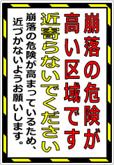 崩落の危険が高い区域です 近寄らないでくださいの貼り紙画像08