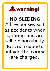 警告滑走禁止 無視して滑走した場合の事故・遭難などの責任は負いませんの貼り紙画像